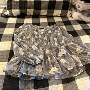 Blue, bell sleeved blouse